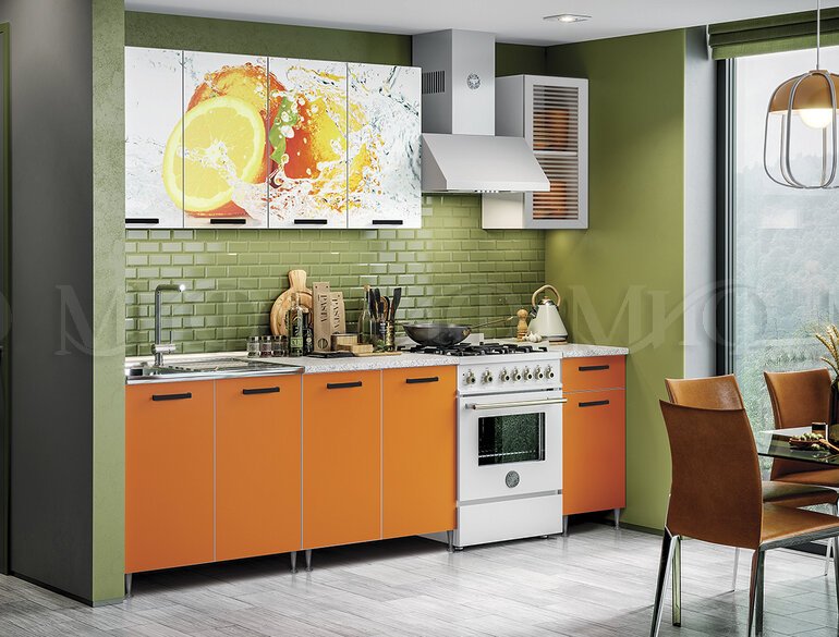 Кухня ЛДСП Рио-1, цвет манго с ФП