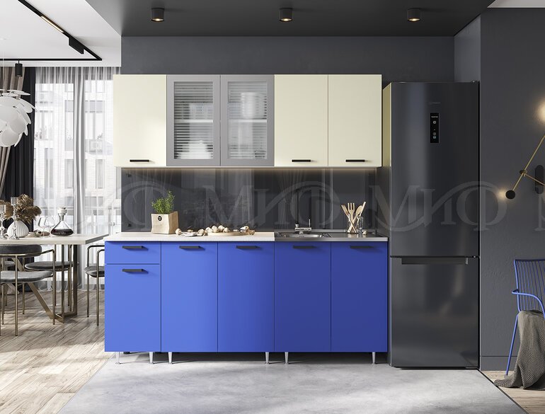 Кухня ЛДСП РИО-1, цвет: синий + бежевый