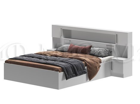 Кровать 1,6 м с надстройкой с тумбами